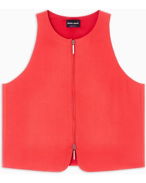 Giorgio Armani Washed Silk Crêpe Waistcoat - Red