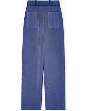 Giorgio Armani Ribbed Viscose-Blend Trousers - Blue