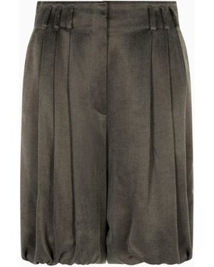 Giorgio Armani Bermuda En Viscose Et Cupro - Gris