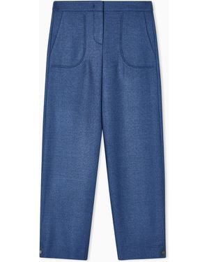 Giorgio Armani Silk And Wool Trousers - Blue