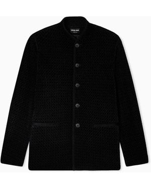 Giorgio Armani Einreihiges Sakko Aus Chenille-Jersey - Schwarz