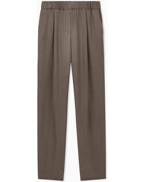 Giorgio Armani Trousers Regular Fit Washed Silk With Elasticated Hem - Blue