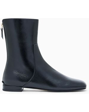 Giorgio Armani Bottines En Cuir Verni - Bleu