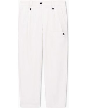 Giorgio Armani Linen Blend Fabric Trousers With Pleats - White