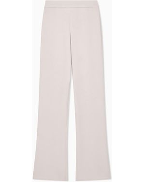 Giorgio Armani Wide Leg Pure Silk Trousers With Pleats - White