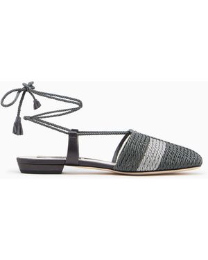 Giorgio Armani Satin Ballerinas With Passementerie Trim - White