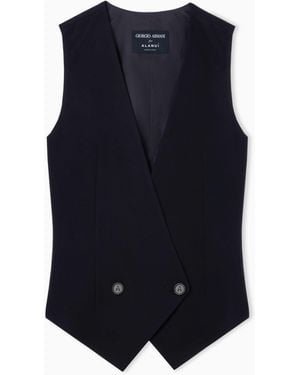 Giorgio Armani For Alanui Lightweight Pure Virgin Wool Cloth Waistcoat - Blue