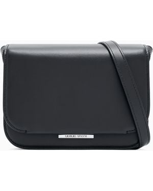 Giorgio Armani Medium Leather Shoulder Bag - Blue