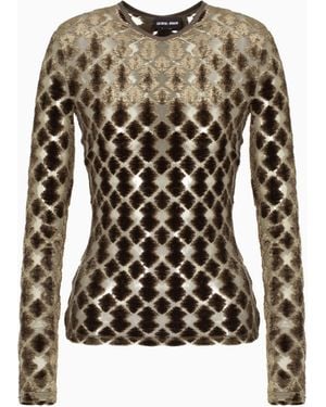 Giorgio Armani Geometric Jacquard Jersey Jumper - Black
