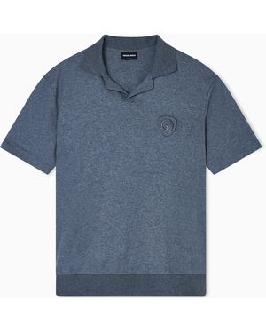 Giorgio Armani Cotton Interlock Polo Shirt - Blue
