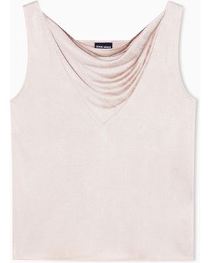 Giorgio Armani Jacquard Viscose Jersey Draped Top - Pink