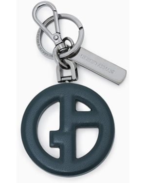 Giorgio Armani Tassel Keychain With Perforated Circular Detail - Blue