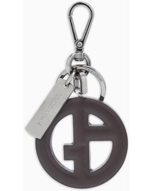 Giorgio Armani Nappa Leather Keyring With Ga Logo - White