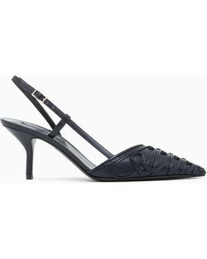 Giorgio Armani Decollete Shoe With Cornely Details And Leather Upper - White