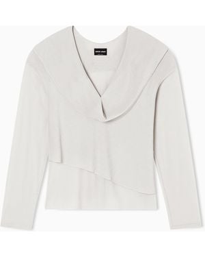 Giorgio Armani Draped Effect Jersey Jumper - White