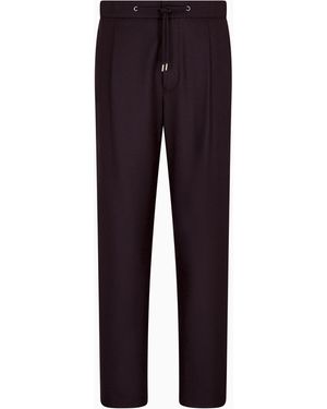 Giorgio Armani Trouser Cashmere Regular Fit Solid Stretch Drap - Blue