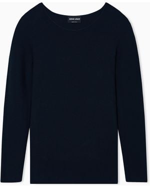 Giorgio Armani Jersey De Manga Larga De Punto Eslabón De Viscosa - Azul