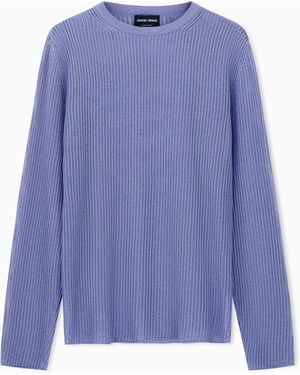 Giorgio Armani Silk And Cotton Crew-Neck Jumper - Purple