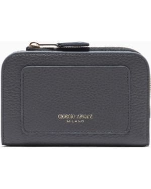 Giorgio Armani Pebbled Leather Bifold Wallet - Grey