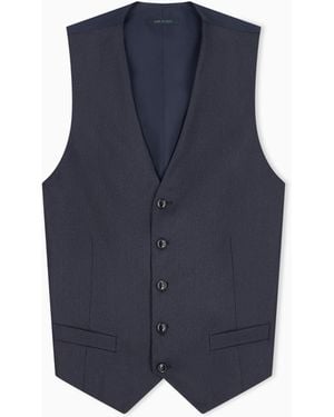 Giorgio Armani Single-Breasted Pinstripe Vest - Blue