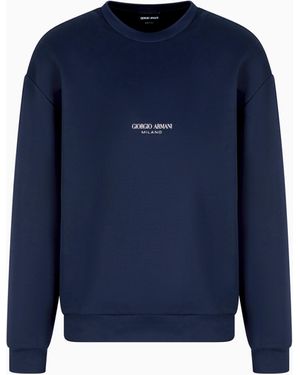 Giorgio Armani Micromodal Jersey Crew-Neck Sweatshirt - Blue