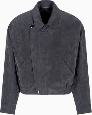 Giorgio Armani Blouson En Toile Lyocell Délavée - Bleu