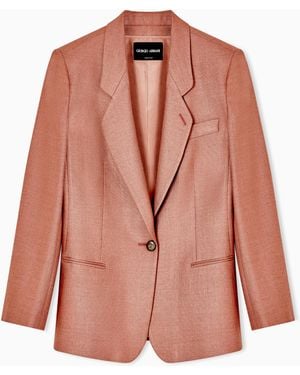 Giorgio Armani Silk And Wool Single-Breasted Jacket - Pink