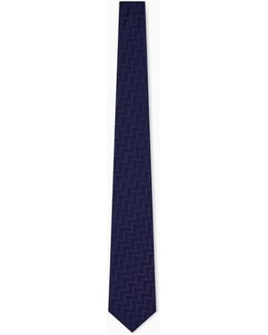 Giorgio Armani Gewebte Seidenkrawatte Mit Elegantem Zickzackmuster - Blau