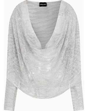 Giorgio Armani Draped Blouse With Lurex And Crystal Embroidery - White