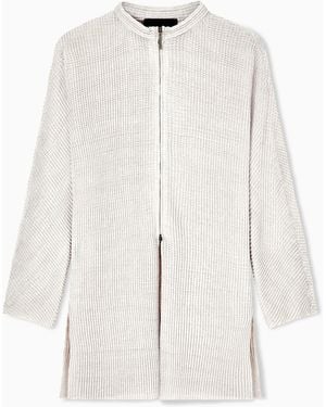 Giorgio Armani Pleated Viscose Blend Knit Jacket - White