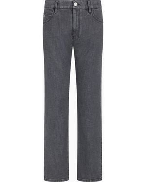 Giorgio Armani Pantalones Cinco Bolsillos Regular Fit De Denim De Algodón Elástico - Gris
