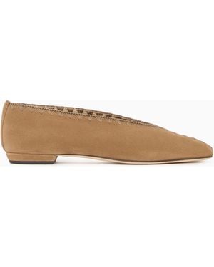 Giorgio Armani Suede Ballerinas With Embroidery - White
