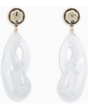 Giorgio Armani Clip-On Earrings With Resin Pendant - White