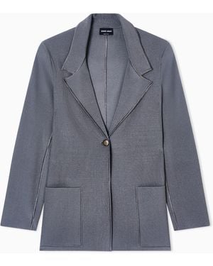 Giorgio Armani Viscose-Blend Knit Single-Breasted Jacket - Blue