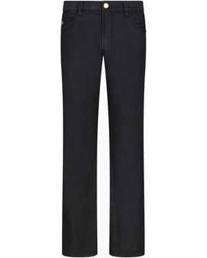 Giorgio Armani Stretch Cotton And Silk, Regular-Fit, Five-Pocket Trousers - Blue