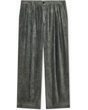 Giorgio Armani Trouser Oversized Fit Ribbed Viscose Velvet - Grey