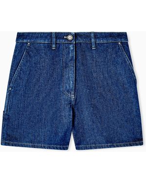 Giorgio Armani Pantalones Cortos En Denim De Algodón Elástico Denim Collection - Azul