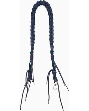 Giorgio Armani Rope And Leather Shoulder Strap With An Interwoven Motif - Blue