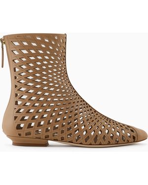 Giorgio Armani Leather Ankle Boots - White