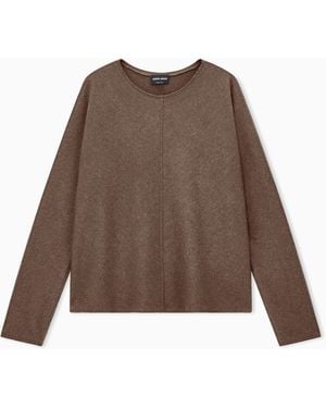 Giorgio Armani Round-Neck Jumper New Normal - Brown
