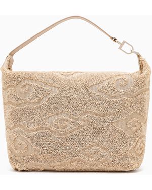 Giorgio Armani Bolso Hobo Grande La Prima Soft De Rafia Y Piel - Blanco