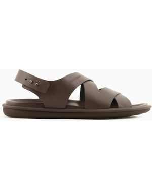 Giorgio Armani Leather Woven Sandals - White
