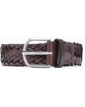 Giorgio Armani Woven Leather Belt - White