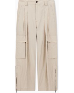 Giorgio Armani Cotton Blend Cargo Trousers - Natural