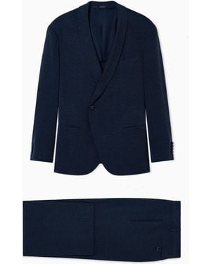 Giorgio Armani Cupro Blend Jacquard Suit - Blue