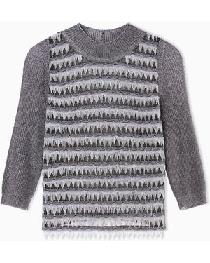 Giorgio Armani Viscose And Metallic Mesh Jumper - Grey