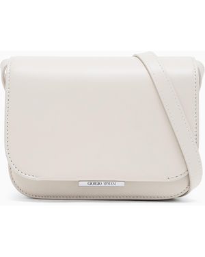 Giorgio Armani Medium Leather Shoulder Bag - White