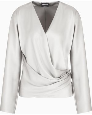 Giorgio Armani Hemd Aus Doppellagigem Seidensatin - Schwarz