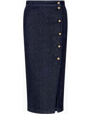 Giorgio Armani Falda A Media Pierna En Denim Elástico De La Colección Denim - Azul