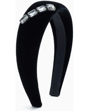 Giorgio Armani Crystal-Embellished Velvet Headband - Blue
